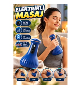 Şarj Edilebilir Elektrikli Baş ve Vücut Masaj Aleti – Dijital Ekranlı Çok Kademeli
