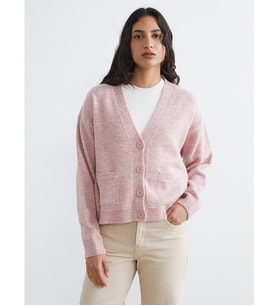 LCW Modest Pembe V Yaka Kadın Triko Hırka