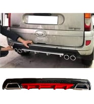 Renault Kangoo Kırmızı Difüzör Çiftli Kare Egzoz Görünümlü D Tip Difizör