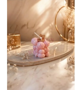 Mumelia Asimetrik Bubble - Doğal Soya Dekoratif Mum - Pembe