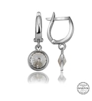Swarovski Crystal Taşlı Gümüş Beyaz Sallantılı Kadın Küpe