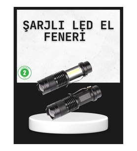 Mey İthalat® Odak Ayarlı 2000 Lümen Şarjlı LED El Feneri