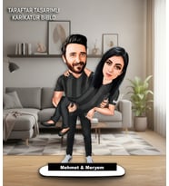 Kişiye Özel Karikatür Siyah Beyaz  Sevgili & Çift Taraftar Tasarımlı  Biblo  B126