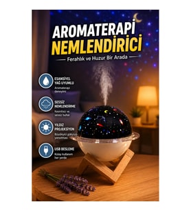 Projektör Işıklı Mini Masaüstü Hava Nemlendirici Aromaterapi Destekli USB Cihaz