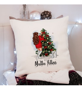 Mutlu Yıllar & Merry Christmas & Yılbaşı Tasarımlı Yastık