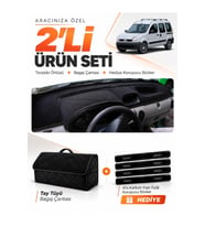 e-biz RENAULT KANGOO 2 AİRBAGSİZ (2004-2008) Uyumlu Torpido Örtüsü + Tay Tüyü Çanta - Siyah - RE026