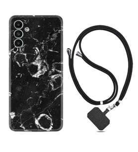 Samsung A23 A31 A32 A50 A51 A52 A53 A70 Kılıf Boyun Askılı Silikon Black Hole Marble 1387