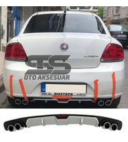 Fiat Linea Difüzör Arka Tampon Eki 4 Egzoz Çıkışlı Gri