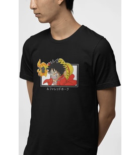 One Piece Luffy Red Hawk Tişört  (Siyah)