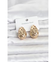 316L Çelik Gold Renk Motifli Damla Kadın Küpe 5886 - HPSBYI9138-7493