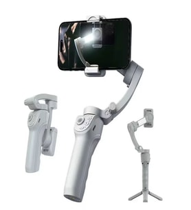360° Akıllı Yüz Takipli Tripodlu Selfie Gimbal  Otomatik Döner Telefon Tutucu, Gri