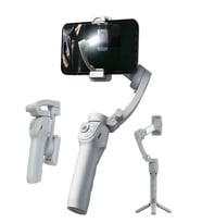 360° Akıllı Yüz Takipli Tripodlu Selfie Gimbal  Otomatik Döner Telefon Tutucu, Gri