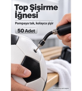 Top Şişirme İğnesi Pompa Ucu Gümüş 50 Adet Pompa İğnesi Metal