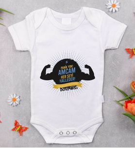 BK Kids İsimli Amcam Her Şeyi Halleder Tasarımlı Bebek Body Zıbın - Model 1