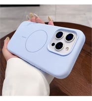 Coverzone ?phone 14 Pro Max ile Uyumlu Kadife ?� Y�zeyli Premium Silikon K?l?f MagSafe ile Uyumlu Kablosuz ?arj Destekli Darbe Emici Yumu?ak Dokulu Koruma Tasar?ml? Telefon K?l?f? Bebek Mavisi
