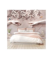 Dreamwall Kabaratma Mermer Çiçek Ve El Desenli Sağlıklı Tekstil Duvar Kağıdı (Çok Renkli)