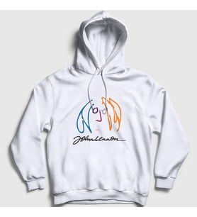 Presmono Unisex Beyaz Logo Beatles John Lennon Kapüşonlu Sweatshirt 34952tt