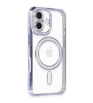 Apple İphone 16 Kılıf Joke Simli Magneticsafe Kılıf - Mavi