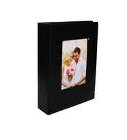 200'lük Deri 10x15cm. Pencereli Siyah Fotoğraf Albümü