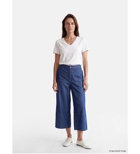 LCW Grace Siyah Regular Fit Geniş Paça Kadın Jean Kapri