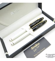 Scrikss Special İsme Özel Parlak Siyah İnci Altın Dolma Kalem + Roller Kalem Set
