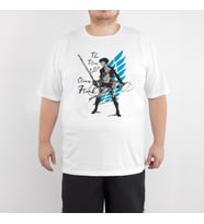 Bant Giyim - Attack On Titan Levi 4XL Beyaz Erkek Tişört (Siyah - Beyaz)
