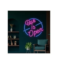 Bar is Open Yazılı Neon Tabela