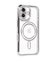 Apple iPhone 16 Kılıf Joke Simli Magneticsafe Kılıf - Gri
