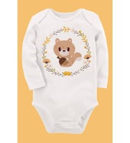 Organik Baskılı Pamuklu Unisex Bebek Body UZUNE146