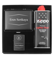 Kişiye Özel Metal Tabaka & Kişiye Özel Benzinli Çakmak & 125 ML Zippo Benzin