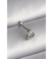 316L Çelik Gümüş Renk Üçgen Zirkon Taşlı Tragus Piercing TJ-PR1239
