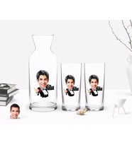 BK Gift Kişiye Özel Renkli Baskılı Godfather Baba Karikatürlü İkili Rakı Bardağı ve Karaf Hediye Seti-2 (Model 1)