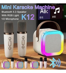 K12 Karaoke Makinesi Taşınabilir Bluetooth 5.3 Pa Hoparlör Beyaz