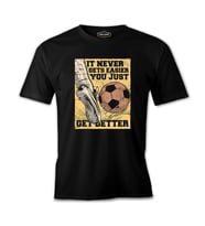 A Foot Kicking a Soccer Ball Siyah Erkek Tshirt