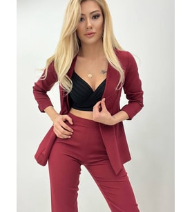 Atlas kumaş ceket pantolon takım(Bordo)