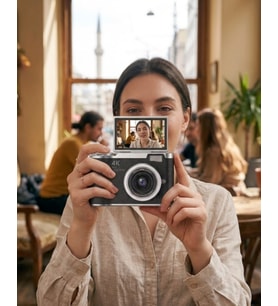 48 MP Kompakt Dijital Kamera 4K Video 8X Zoom ve Flip Ekran Selfie Vlog Uyumlu