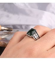 925 Ayar Gümüş Örgü Model Zirkon Taşlı Erkek Yüzük