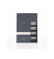 Arges Dolap 10 Raflı Tek Çekmeceli 5 Kapaklı 132x30x195 Antrasit-Antrasit/Aytaşı