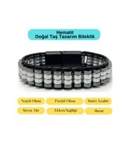 Sertifikalı Hematit Doğal Taş Tasarım Erkek Bileklik