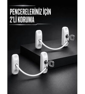 Beyaz Kablolu Pencere Kilidi 2 Adet Çocuk Koruma ve Pencere Emniyet Aparatı