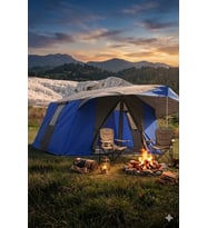 Zey Camping 3 + 1 Mutfaklı Kamp Çadırı Orman Barınak Depo Şantiye 8-10 Kişilk Çadırlar (Mavi-Mavı)