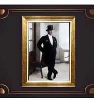 Altın Varaklı Çerçeveli Paspartulu Atatürk Tablo z4928 (Gold)
