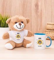 Kişiye Özel Aslan Burcuna Hediye Peluş Ayı ve Mavi Kupa