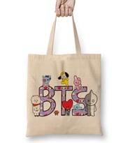 Bts BT21 Karakterleri 01 Bez Çanta Uzun Saplı