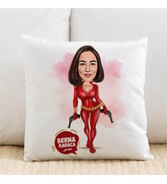 Kişiye Özel Aksiyon Seven Kadın Karikatürlü Yastık