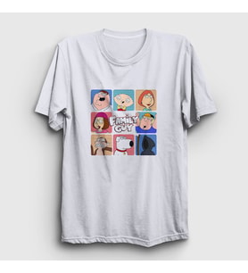 Presmono Unisex Beyaz Poster Family Guy T-Shirt 300838tt