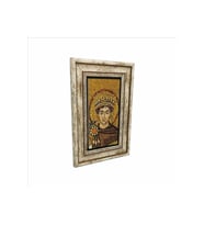 Bizans Kralı I. Justinianus (Jüstinyen) Mozaiği Baskılı Taş Tablo 20x30