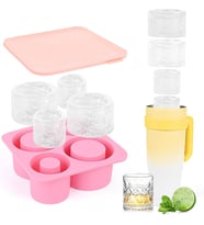 Cups için buz küpü kalıbı, Banaone buz kalıbı, silikon, 3 bölmeli ve kapaklı, BPA içermez, güvenli buz küpü kalıbı, 20 oz 30 oz 40 oz bardak, içecek, kokteyl, kahve (pembe)