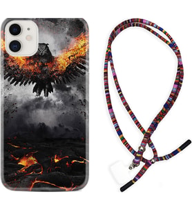 Apple iPhone 11 12 13 Mini Kılıf Boyun Asklı Rasta Silikon Ateş Kartalı 1766