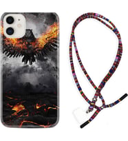 Apple iPhone 11 12 13 Mini Kılıf Boyun Asklı Rasta Silikon Ateş Kartalı 1766